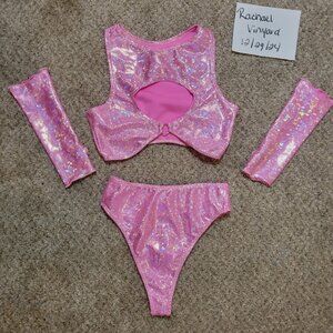*SOLD* Freedom Rave Wear Bubble Gum Holo Rave Set - EUC